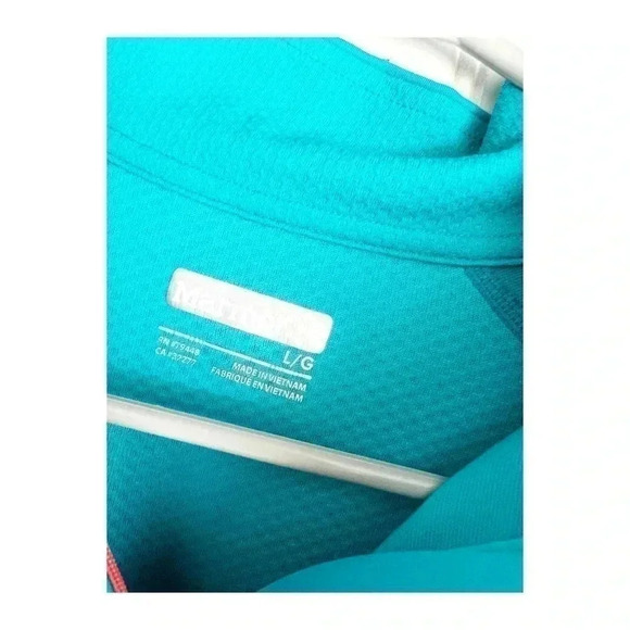 Marmot Size L Teal Aqua Stretch Half Zip Active Top - Picture 2 of 5